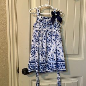 White and blue flowered sundress